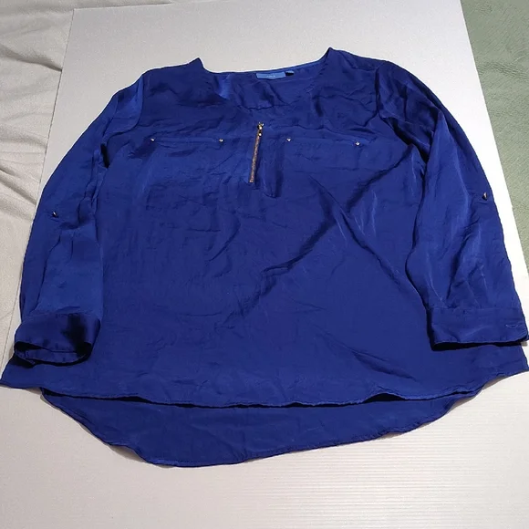 Apt. 9 Cobalt Blue Silky Flowy Blouse with Gold Hardware Size XL - Picture 1 of 9